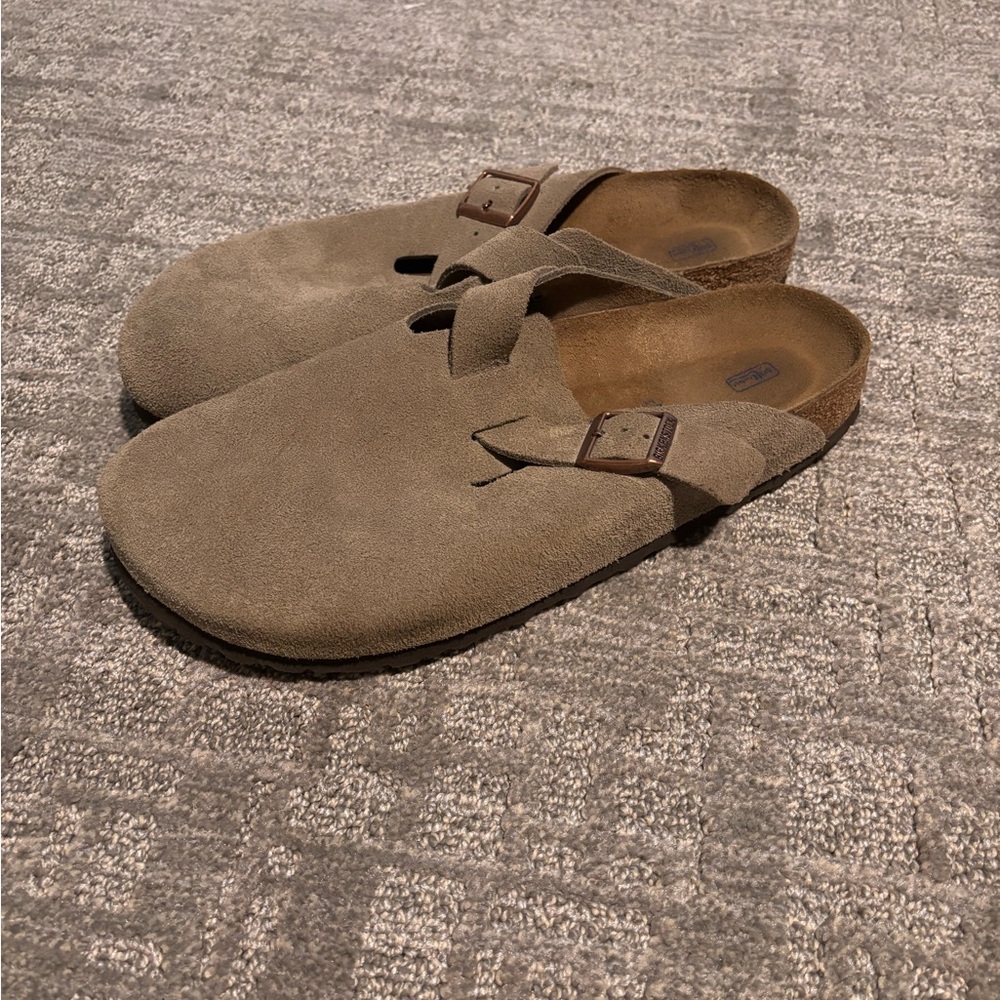 Men's Birkenstock Suede Slip-On Clog in Taupe